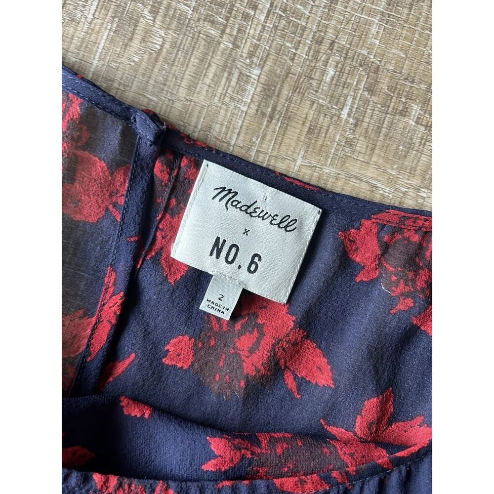 Madewell No. 6 100% Silk Floral Dress Womens 2Tie Waist Boho Midi - Picture 2 of 11